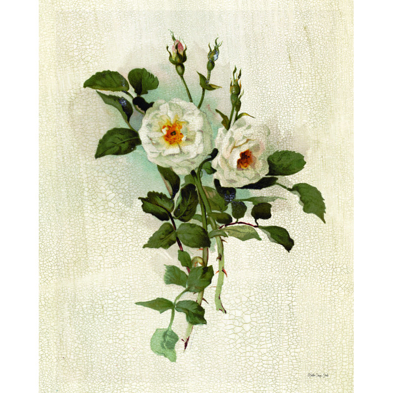 " White Roses " Mixed Media Print, 40" H x 30" W