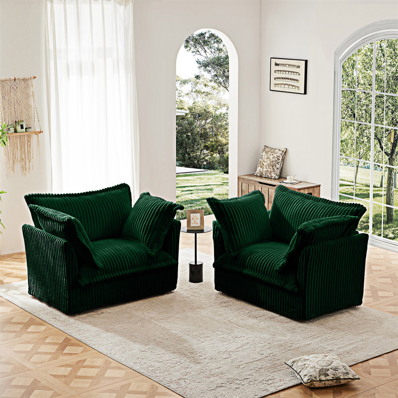 Ensemble de fauteuils d'appoint avec coussins, Vert