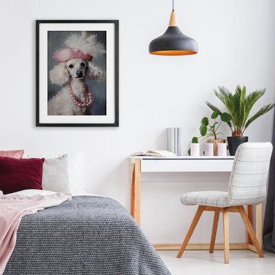 Magnifique reproduction sous-verre encadrée d'un chiot Collette, design par Tina LeCour