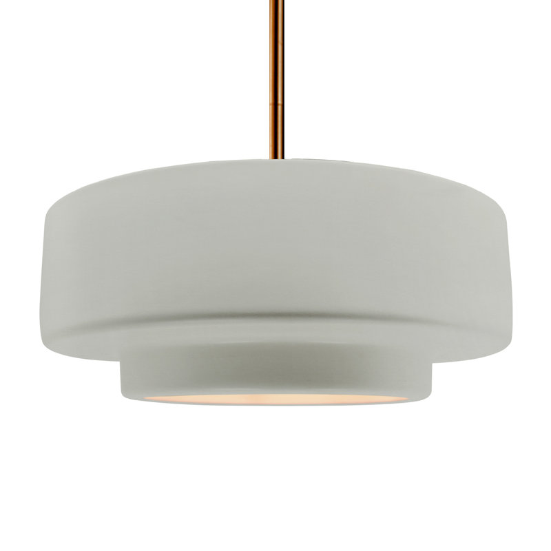 Luminaire suspendu à 1 lumière Meydan, Bisque / laiton, H 6 po x l 16,25 po x P 16,25 po, Laiton brossé