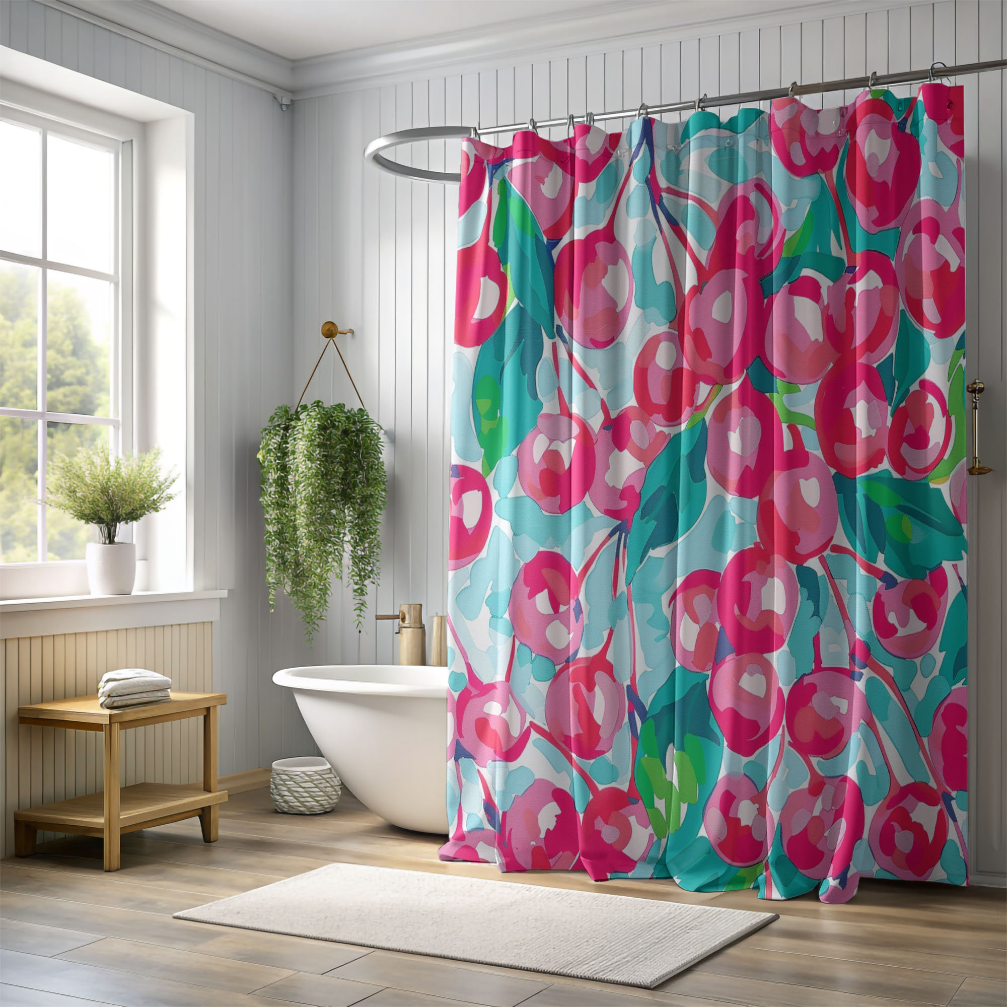 East Urban Home Preppy Cherry Patterns - 1 Piece Standard Shower