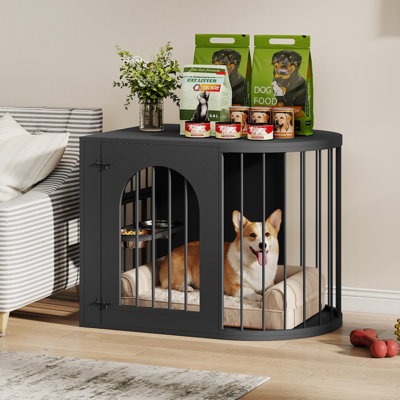 Cage pour chien en métal avec bols rotatifs Morden Style