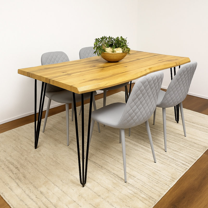 4 - Person Dining Set, Grey, 75cm H x 140cm W x 80cm D