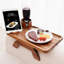 Plateau porte-gobelet pour canapé, table de bout en bois d'acacia 3 en 1 avec support pour téléphone pivotant à 360 ° sur l'accoudoir