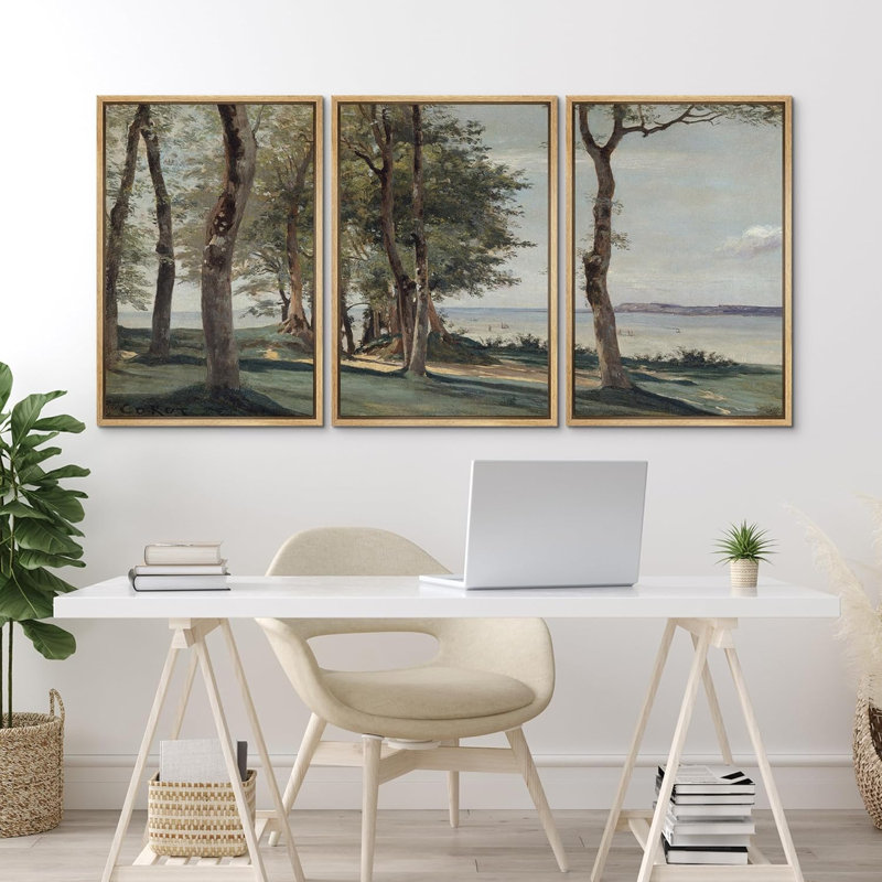 Green Forest, reproduction encadrée sur toile 3 pièces, Naturel, H 36 po x l 24 po x P 1,5 po