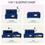 Chaise d'invité polyvalente en velours bleu - pliable, dossier réglable, 105 à 180 degrés, et lit de téléphone pliable, port à 3 angles-1326792874