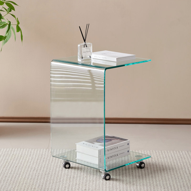 Table d'appoint et de table en C en verre transparent