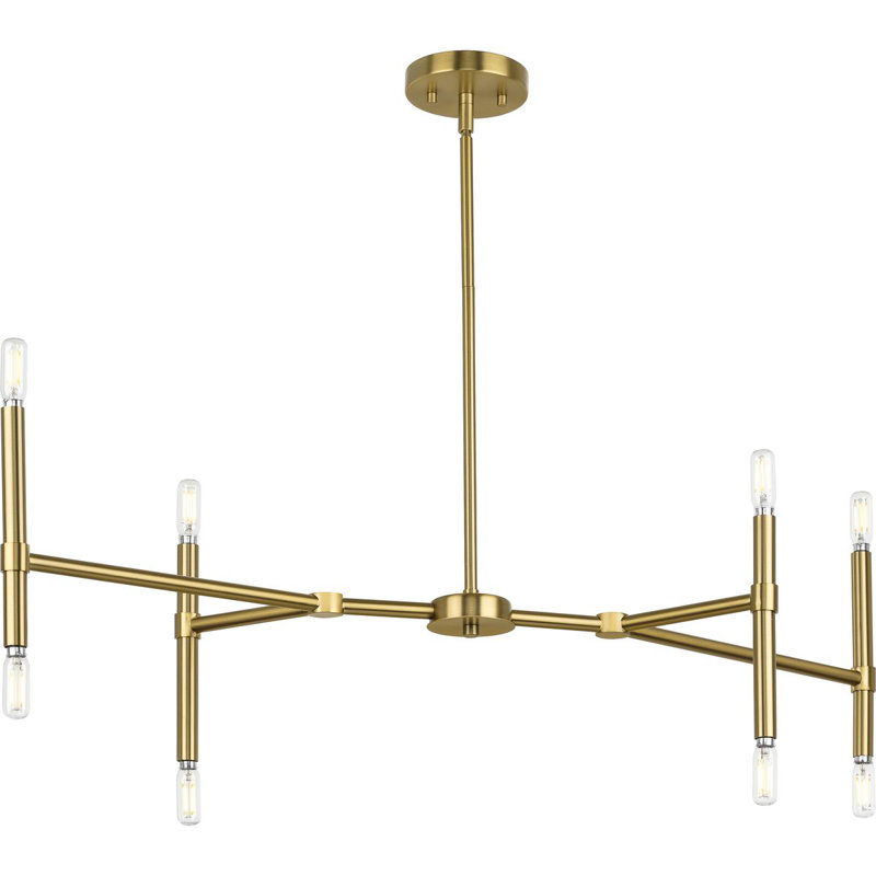 Lustre linéaire moderne Spoutnik 8 lumières Marcuse, Or brossé