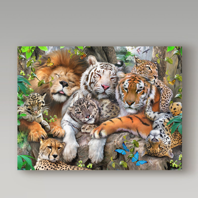 Grand chat-imprimé sur toile tendue, H 35 po x l 47 po x P 2 po
