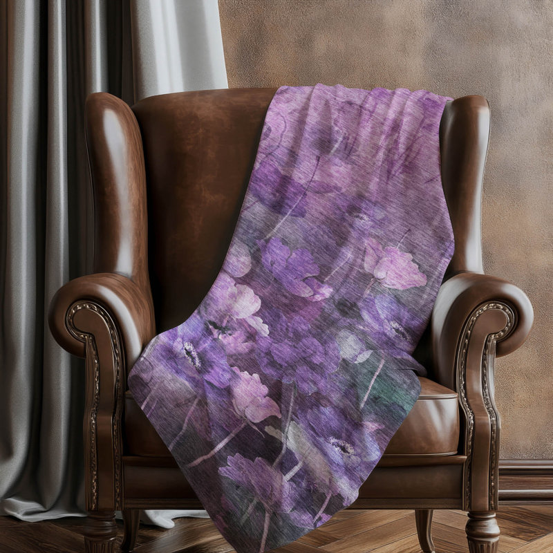 Jeté floral Sherpa ASB613 Addison, Mauve