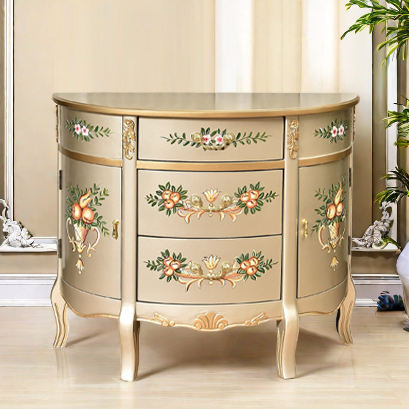 Armoire latérale américaine peinte en demi-cercle, H 34,65 po x l 47,24 po x P 14,96 po