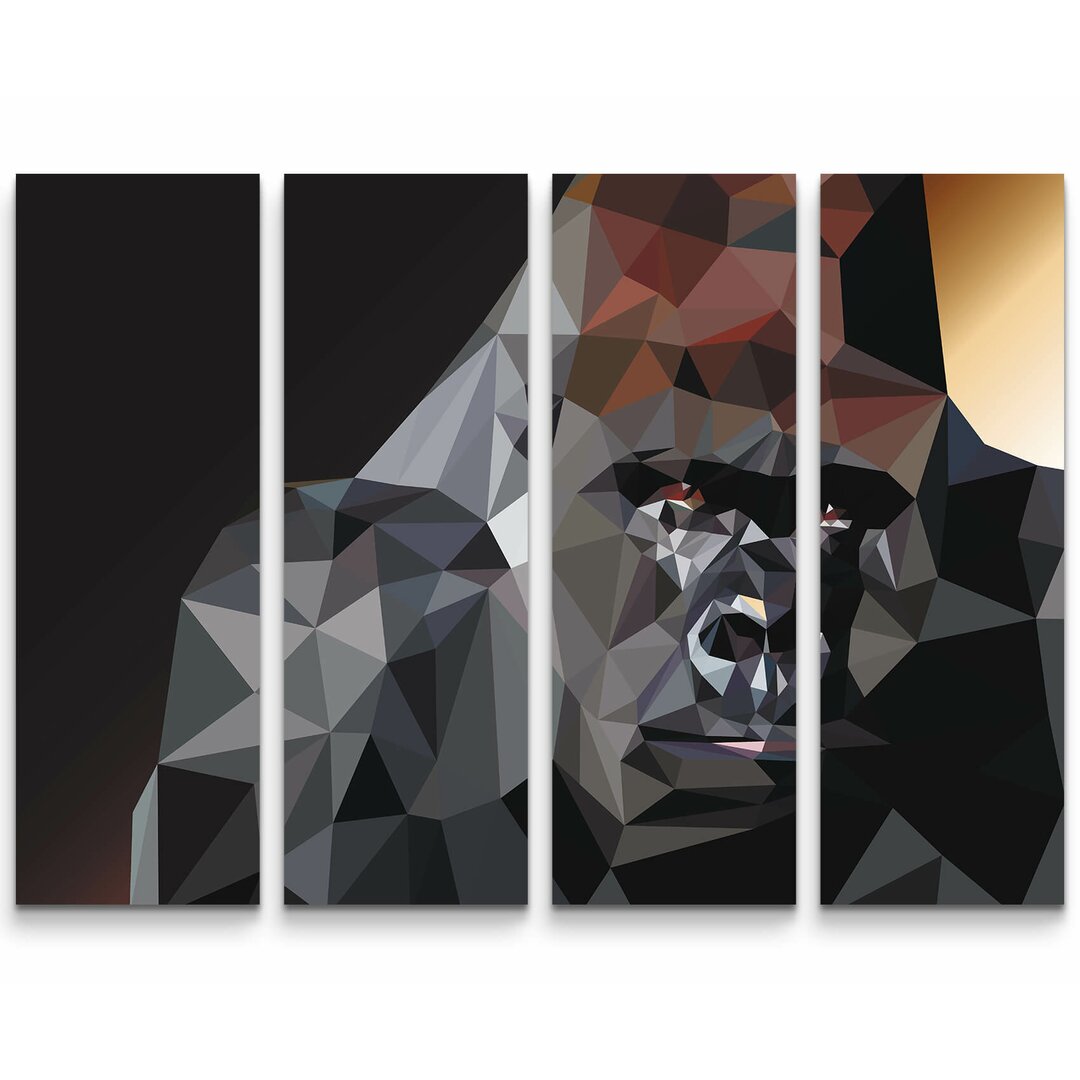 4-tlg. Leinwandbilder-Set Gorilla - geometrische Formen