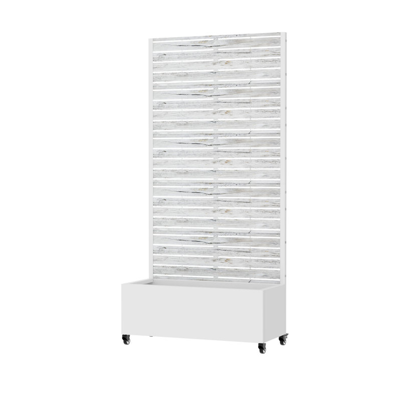72 x 35 in. Iron Planter Box with Trellis, White, 72" H x 35" W x 16" D