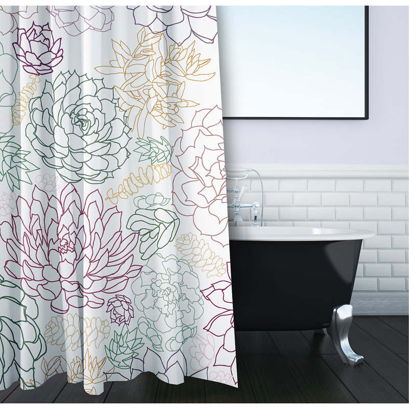 Miki Floral Shower Curtain, Purple