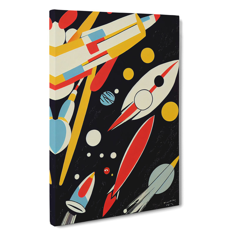 Abstract Spaceship Rocket Art No.3 - Wrapped Canvas Print, 60cm H x 40cm W x 3cm D