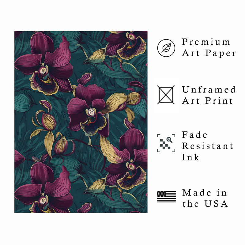 Motif floral botanique III, H 20 po x l 16 po