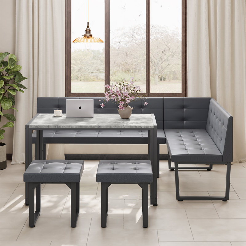 Ensemble de table de coin-repas moderne en forme de L pour 5 personnes