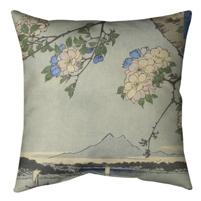 Coussin Utagawa Hiroshige Blossoms Over the River