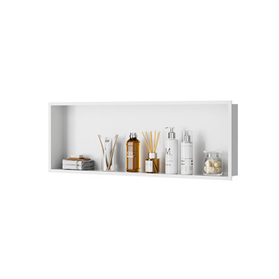 1 niche murale l 12 po x H 36 po x P 4 po, armoire de douche blanche, tablette de salle de bain en acier inoxydable