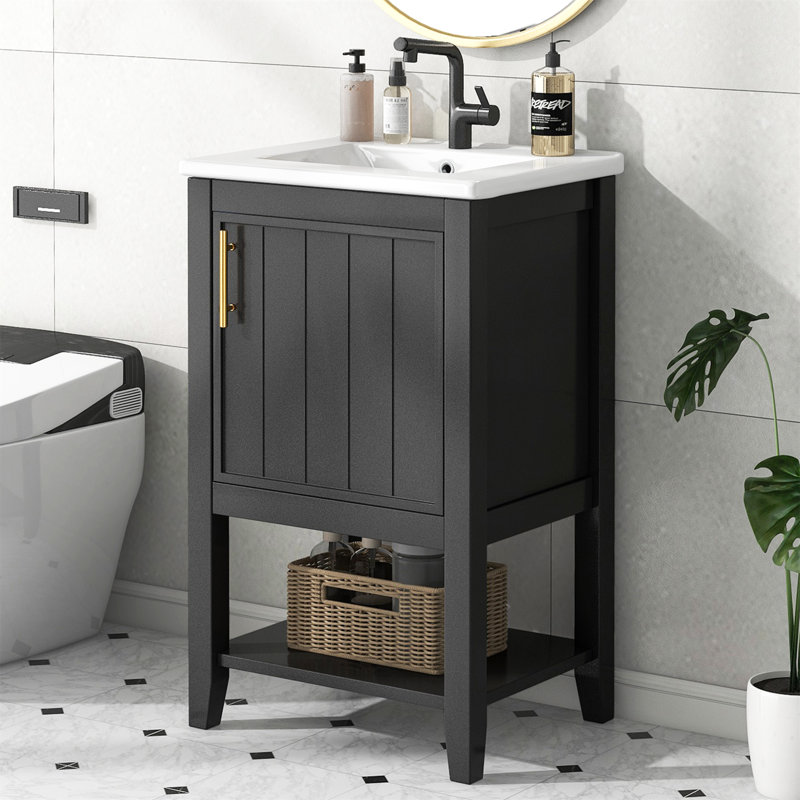 Ensemble de meuble-lavabo simple 20 po Shevonda, Noir, noir, noir, noir