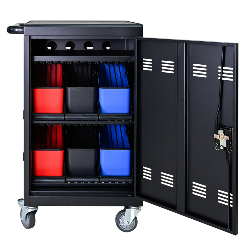 30 Charging Cart With Lock And Easy Cable Handling Lockable Mobile For 30 Devices, Arrangement Advantage Enhancement