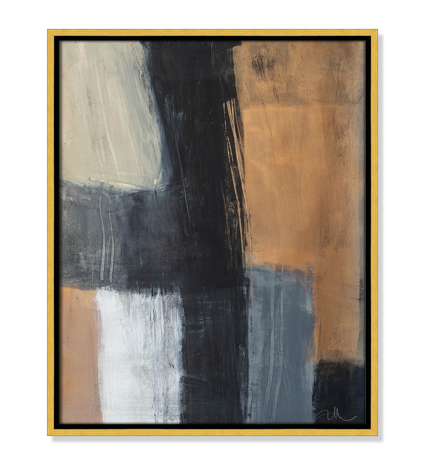 Calderon "Metallic Slate II" Print, 21.5" H x 17.5" W x 2" D, Gold Floater Framed, No Mat