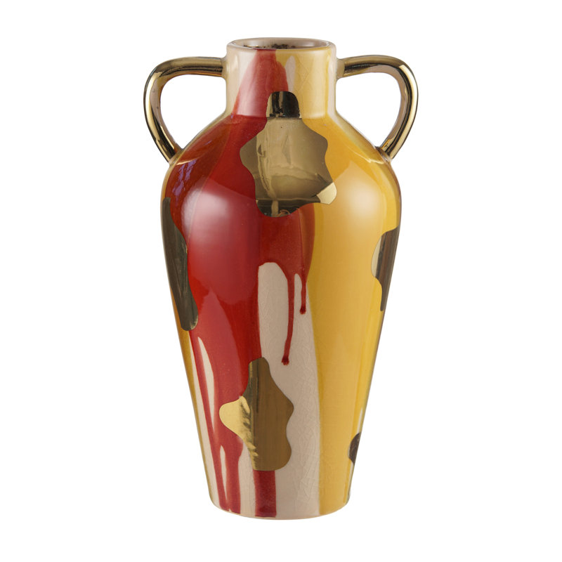 Ceramic Amphora Vase with Abstract Multicolored Finish