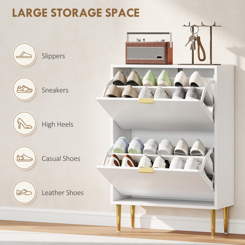 12 Pair Flip Down Shoe Storage
