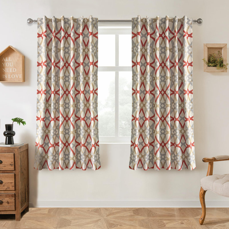 Hambly Geometric Blackout Curtains for Living Room Thermal Insulated Room Darkening Geo Moroccan Mid Century Grommet Bedroom Drapes