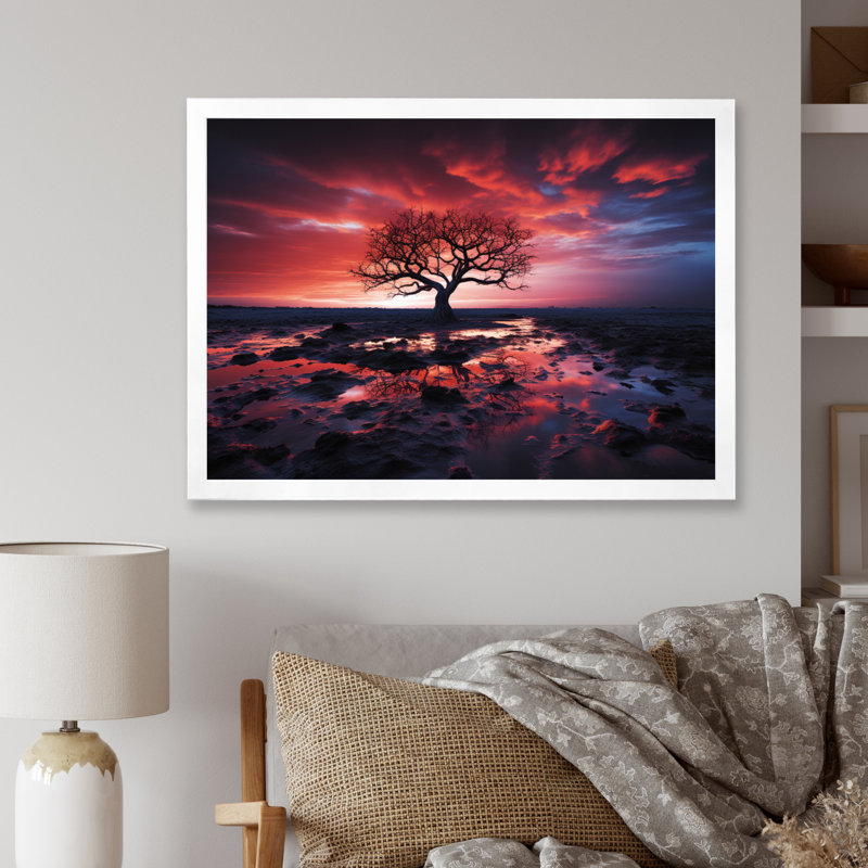 Décoration murale bleu ciel bleu Symphonie I - Paysages, 16" H x 32" W, White Picture Framed