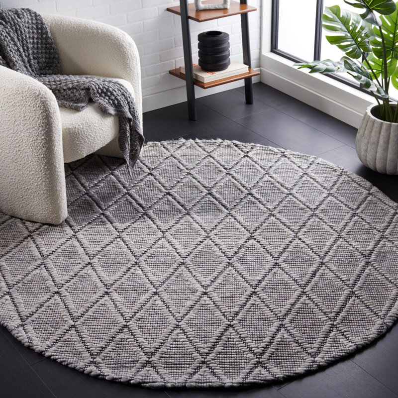 Marbella Hand Woven Wool And Cotton With Latex Geometric Rug, Square 6'