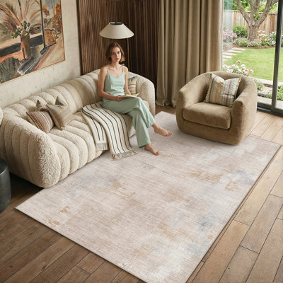  Lunova Abstract Machine Washable Area Rug with Non Slip Backing for Living Room