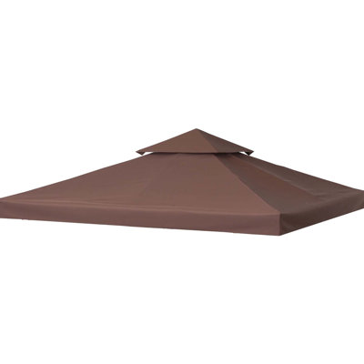 Toit de rechange pour gazebo 9,8 pi X, 2 matériaux, couleur café, compatible avec les modèles 9,72 pi 01-0153 et 100100-076, protection solaire, assorti aux modèles d'extérieur