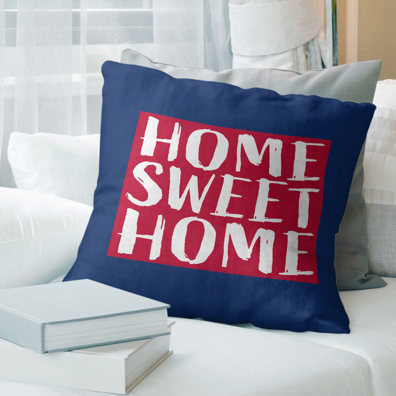 Cotton Blend Reversible Throw Pillow, 14" x 14", Wyoming, Navy