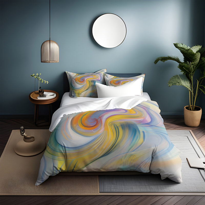 Polyester Abstract Duvet Cover, King Duvet Cover + 2 King Shams
