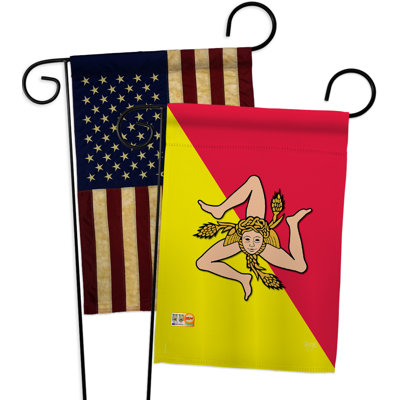 Ensemble de drapeaux décoratifs en polyester 2 faces 19 x 13 po 2 pièces sicily impressions