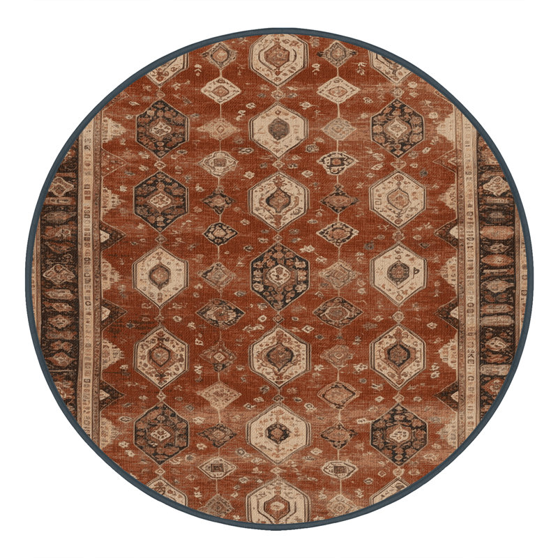 Tapis brun lavable à la machine, Rond 7 pi