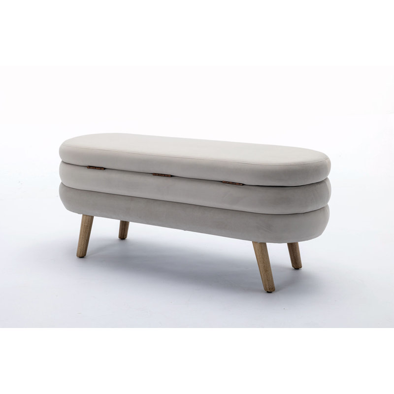 Banc de rangement en velours Noelany, Gris clair
