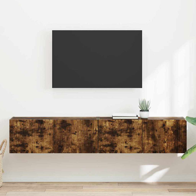 Unfinished TV Stand, 29.5cm H x 78.5cm L x 31cm W, Smoked Oak