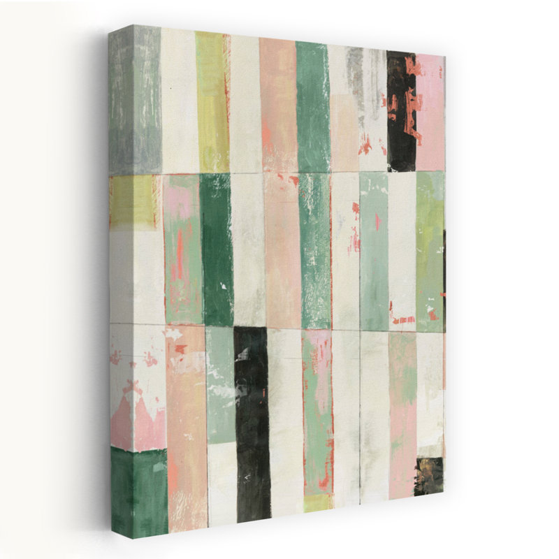 «Playful Stripes II», art géométrique abstrait moderne, H 24 po x l 16 po