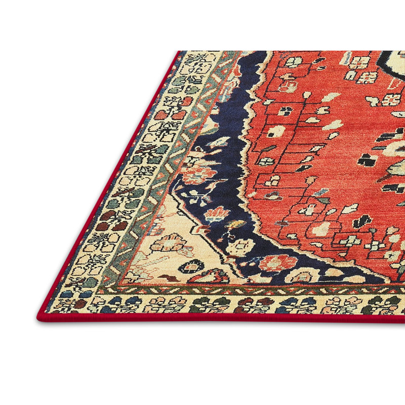 Tapis traditionnel orange / bleu / beige Syliva, Rectangle 6 pi x 9 pi