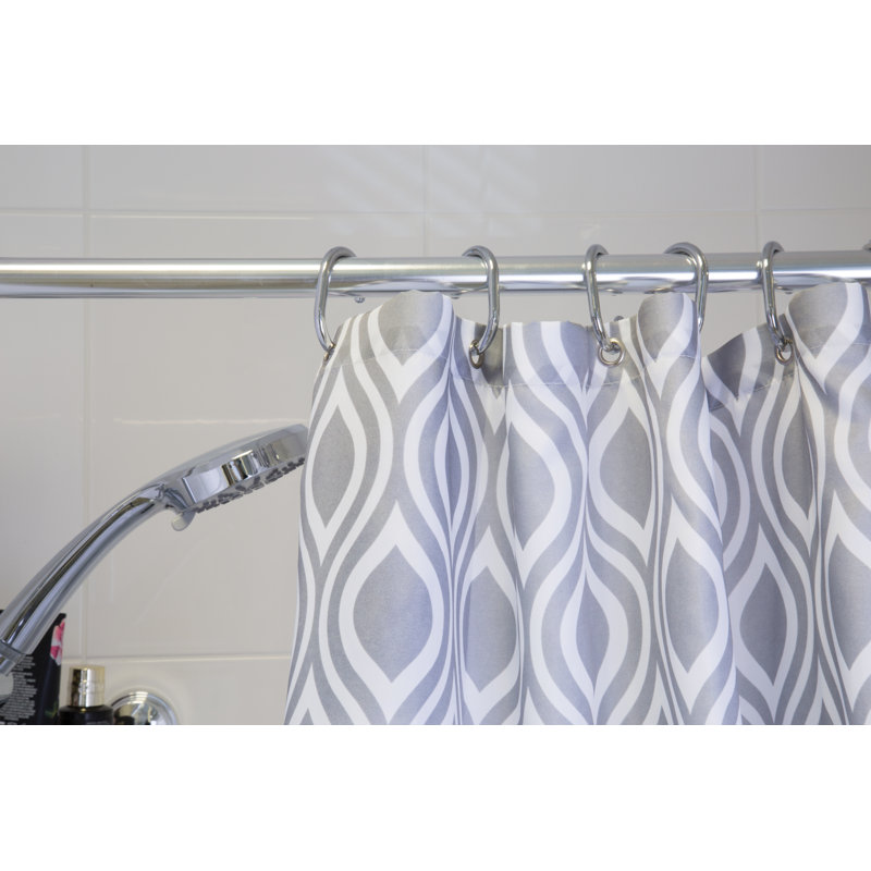Croydex Grey Medallion Textile Shower Curtain and Rubber Bath Mat Set -Grey