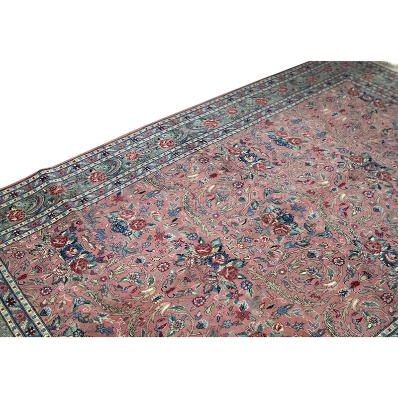 Tapis rose / bleu de haute qualité noué à la main