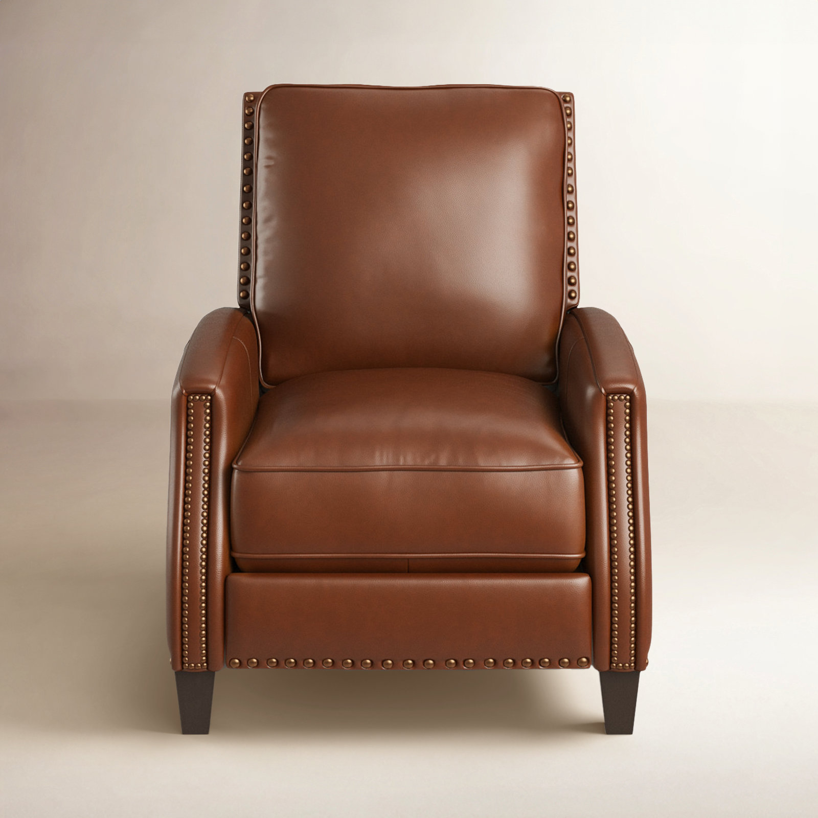 Llewellyn 31" Wide Leather Manual Standard Recliner, Brown Top Grain Leather