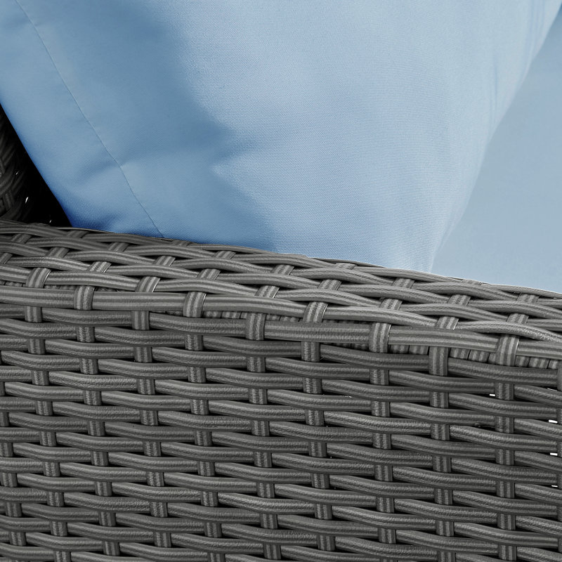 Chaise de patio avec coussins Avamonroe, Structure grise / coussin bleu clair