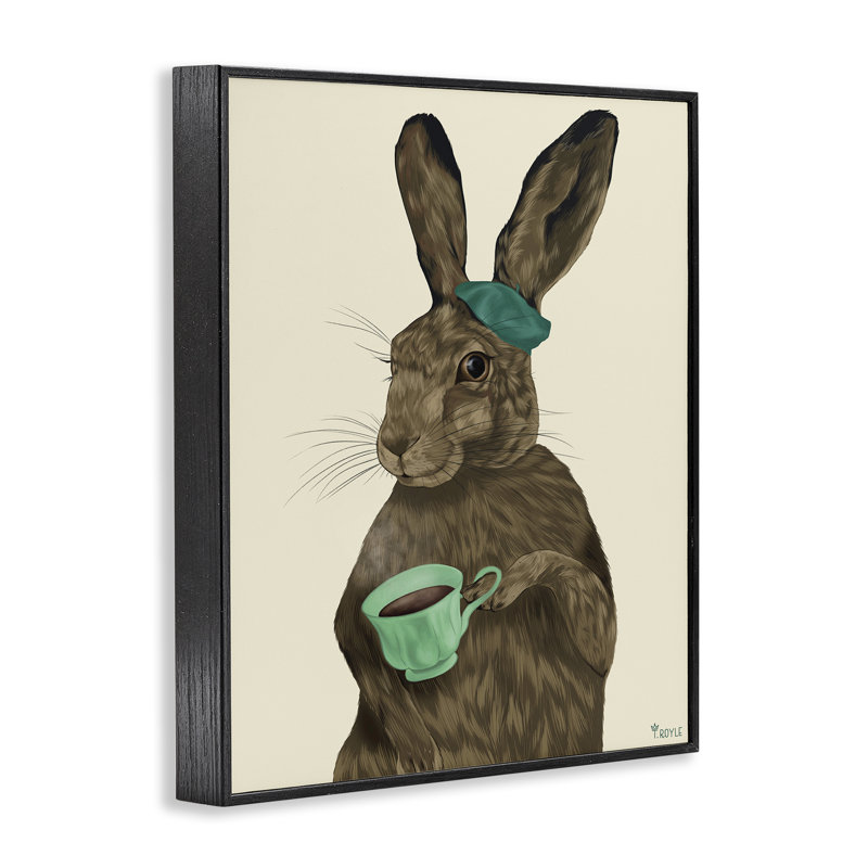 «Rabbit & Green Teacup», art de la giclée encadrée par Tara Royle, Giclée encadrée noir minuit, H 14 po x l 11 po