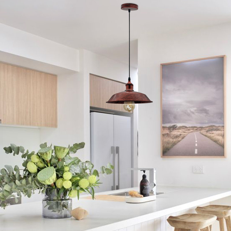 1 - Light Single Pendant, Rustic Red