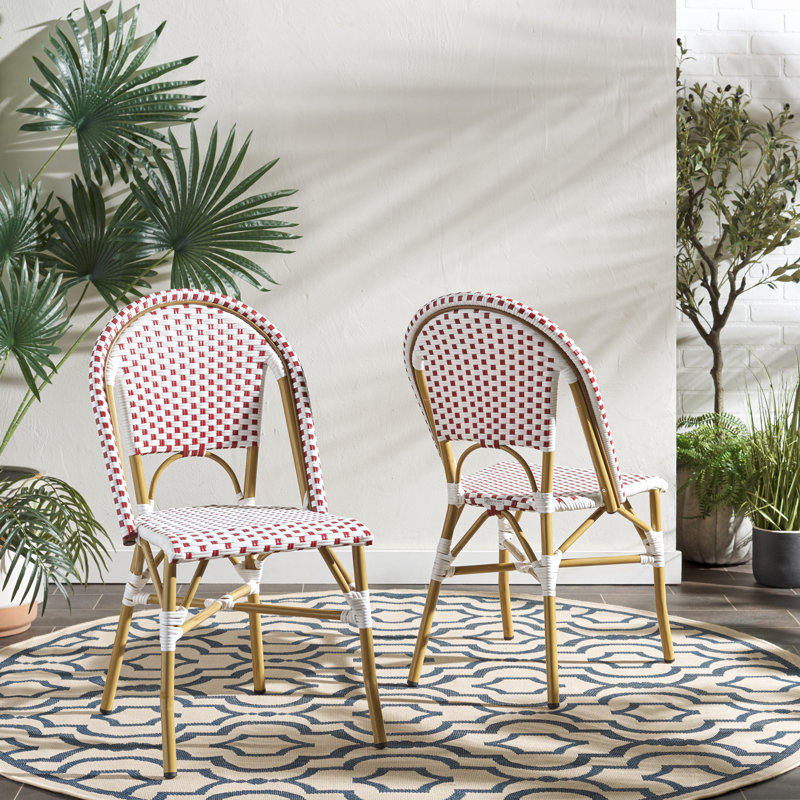 Outdoor Charisse Stacking Dining Chair, Red/White