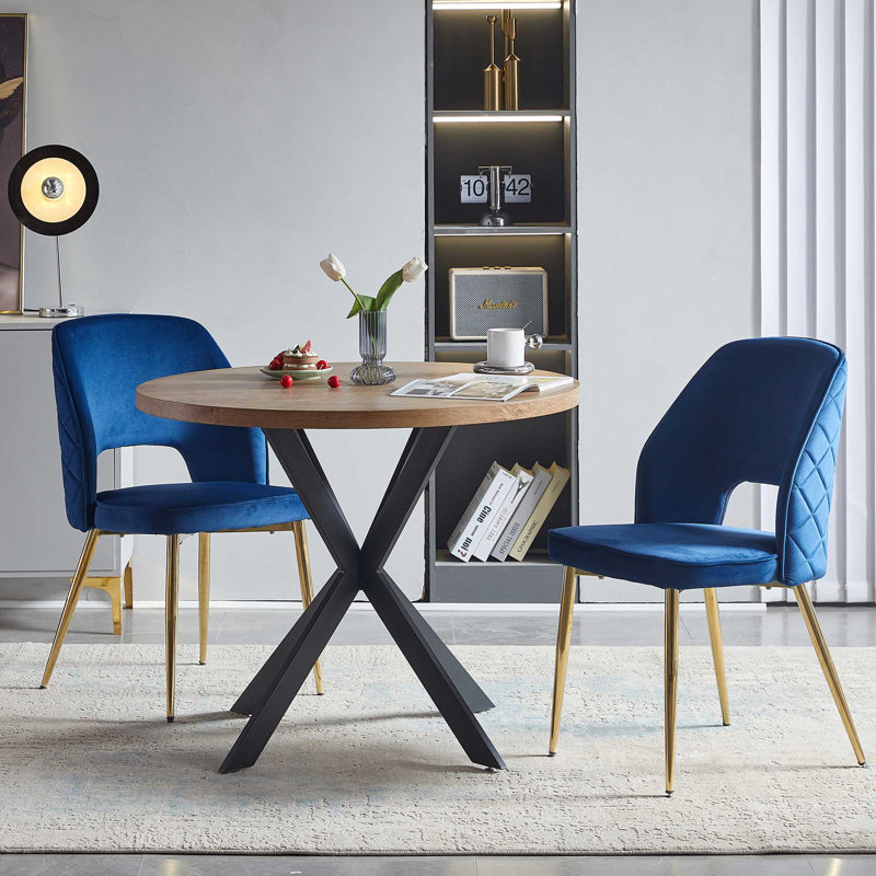 2 - Person Pedestal Dining Set, Navy Blue