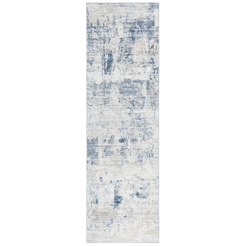 Tapis beige / bleu Malibu 944, Tapis de couloir 2 pi 6 po x 8 pi